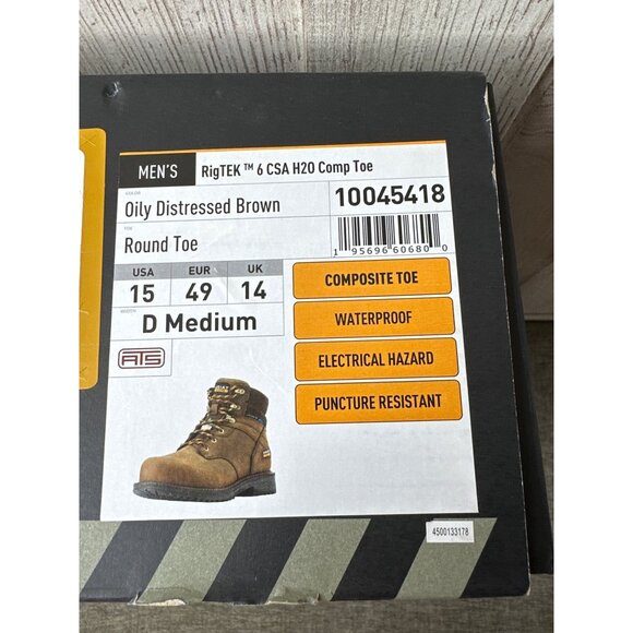 Ariat Rigtek Mens Sz 15 Puncture Resistant Composite Toe Work Boots Brown - Picture 12 of 13